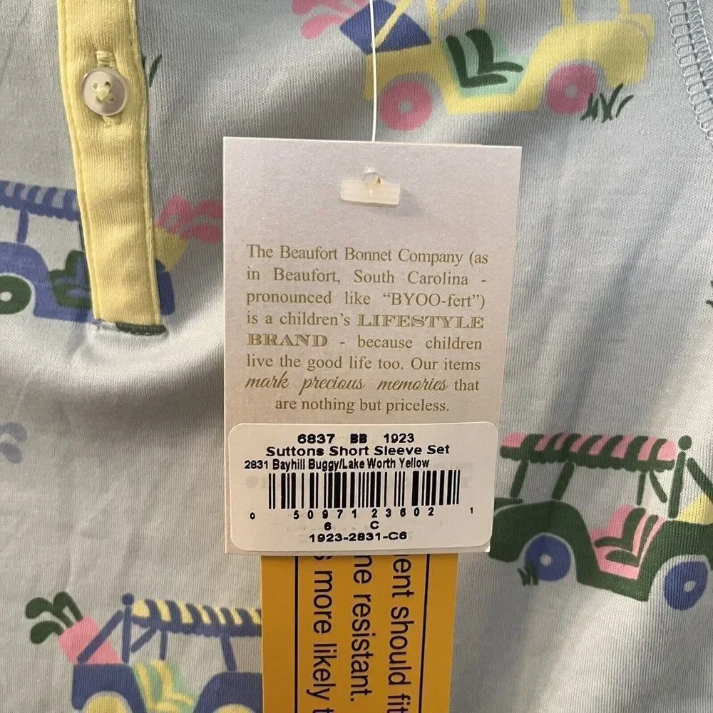 The Beaufort Bonnet Company TBBC Sutton's Short Sleeve Pajama Set Golf SZ 6 NWT